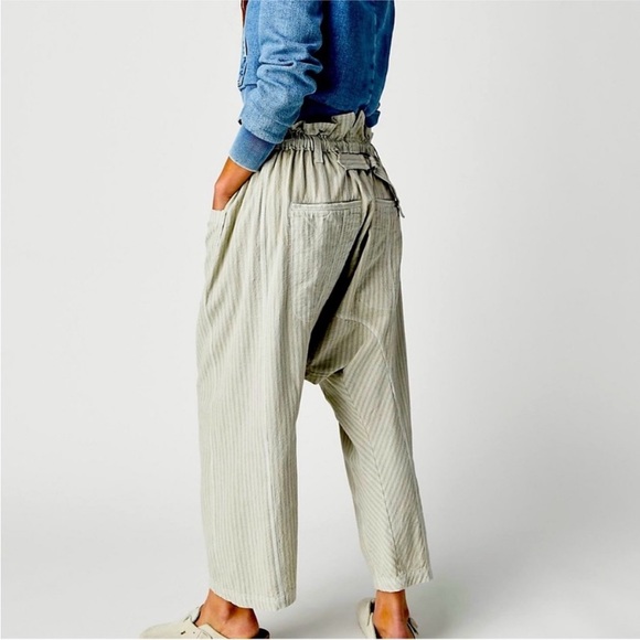 FREE PEOPLE Runyon Oversized Stripe Pants Blue Size Small - Picture 3 of 14